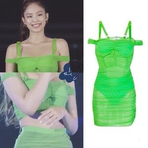 Blackpink Jennie inspired green cocktail dress